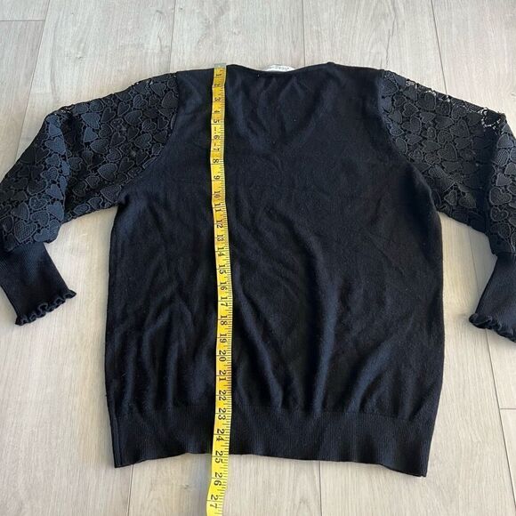 Sioni Milano Black Lace Long Sleeve Top Size L - Picture 3 of 6